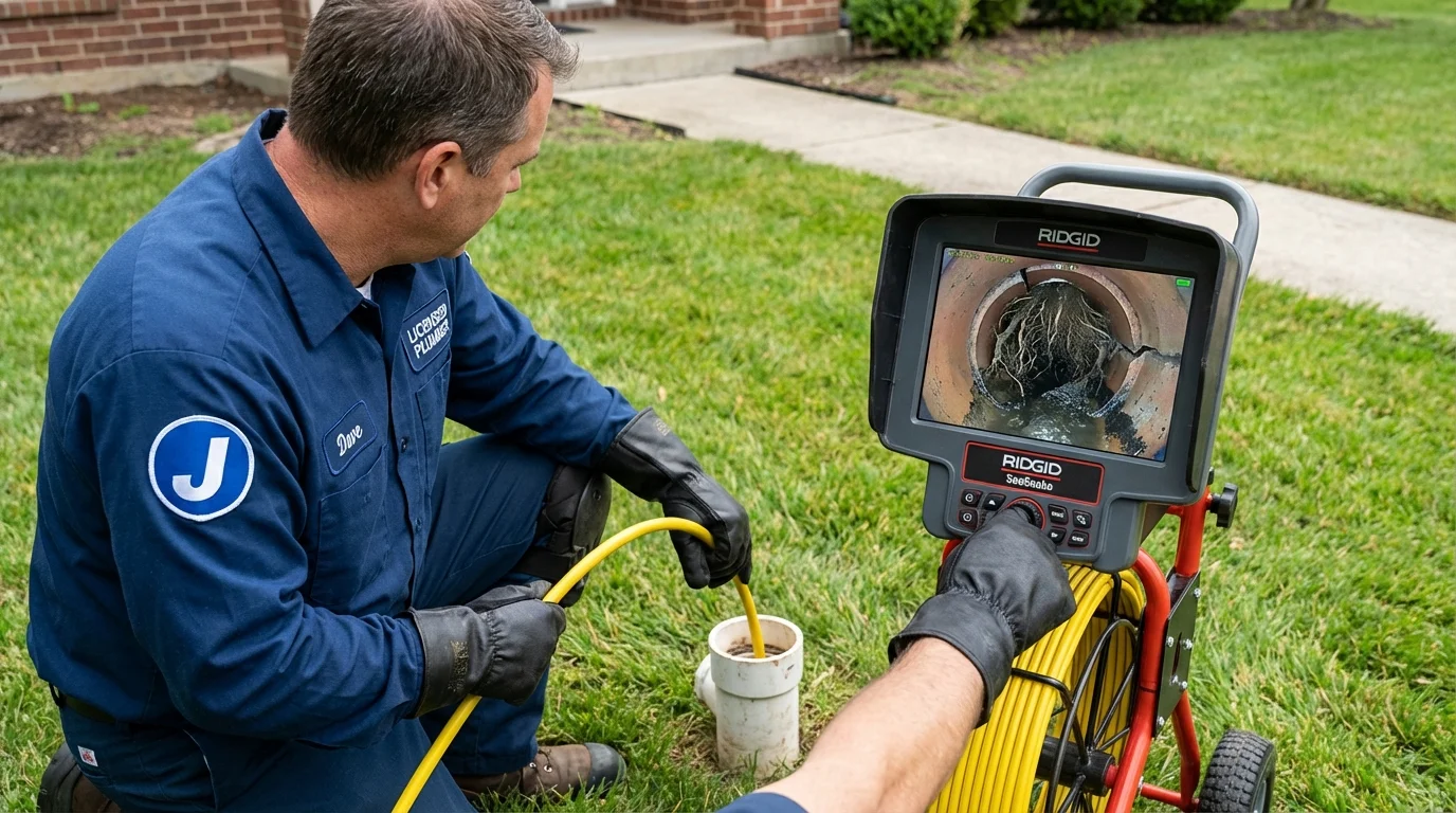 Sewer camera inspection being performed by Johns Plumbing LLC in Lindsay