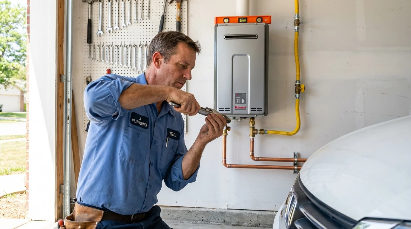 Tankless water heater installation by a Johns Plumbing LLC plumber in Lindsay
